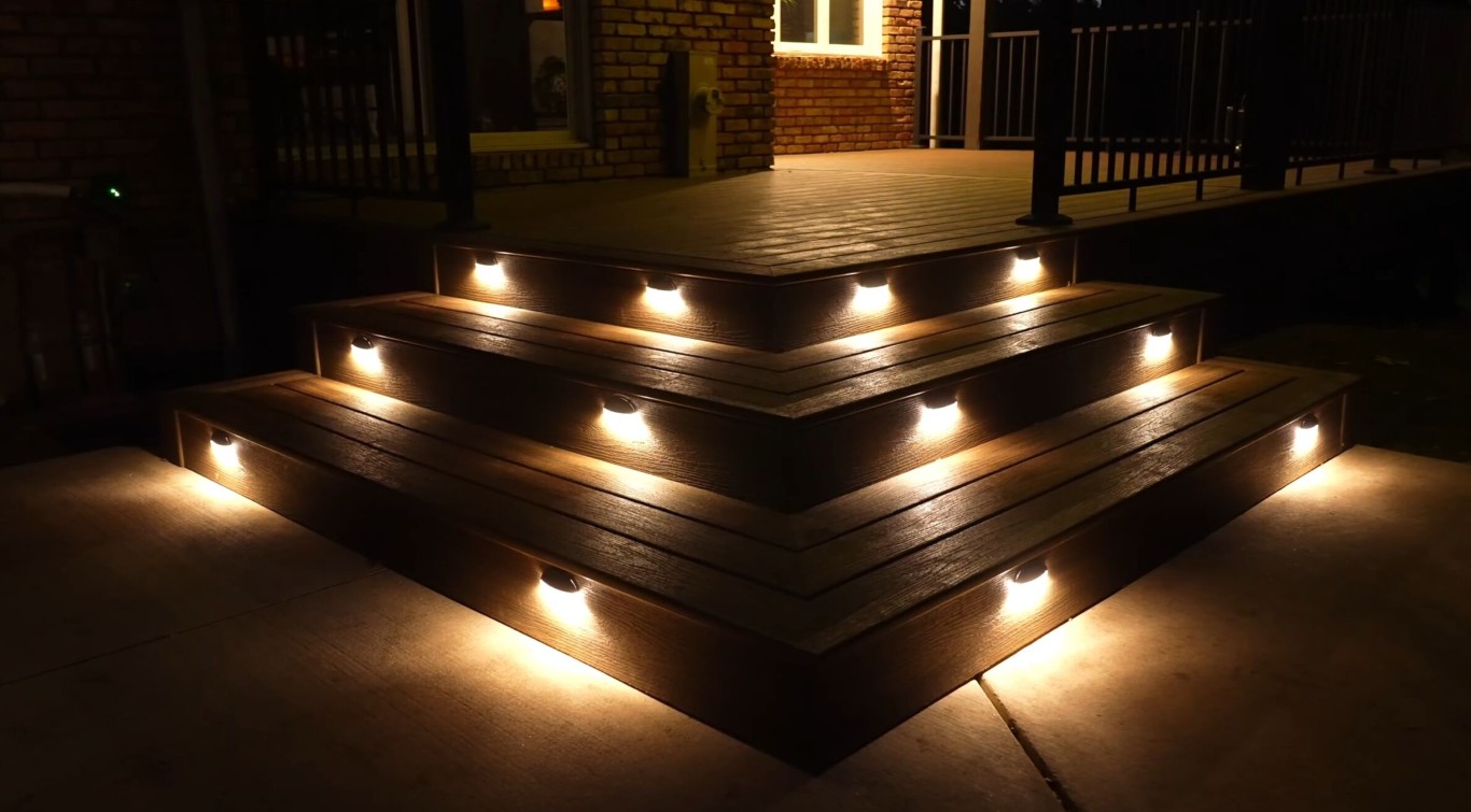 High-quality deck stairs with safety lighting in Provo, UT
